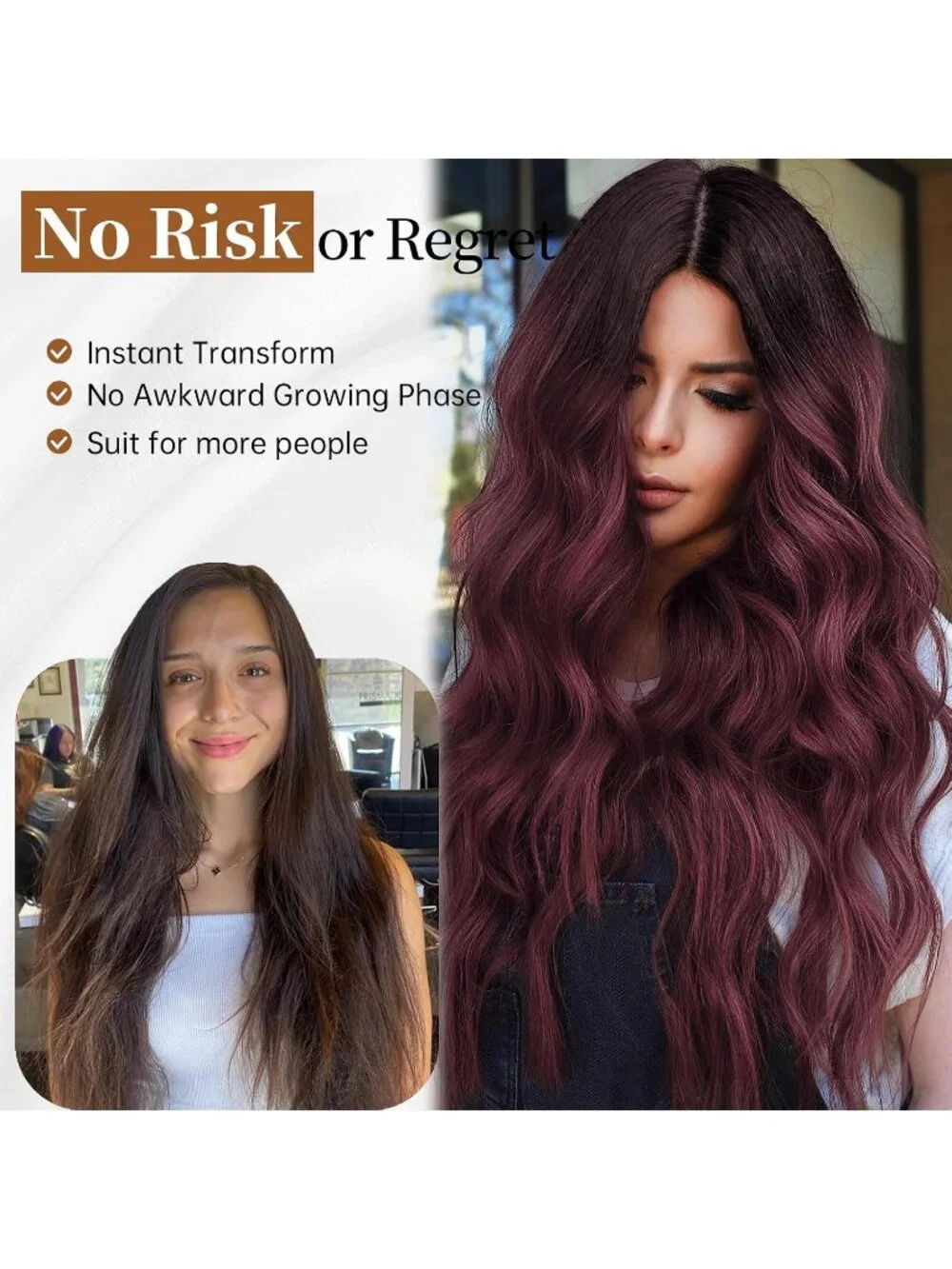 Women's Red Lace Hairline 26 Inch Synthetic Heat Resistant Wavy Wigs